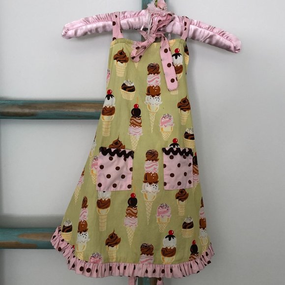 Ice Cream Cones & Ruffles Girl's Apron - Picture 1 of 10